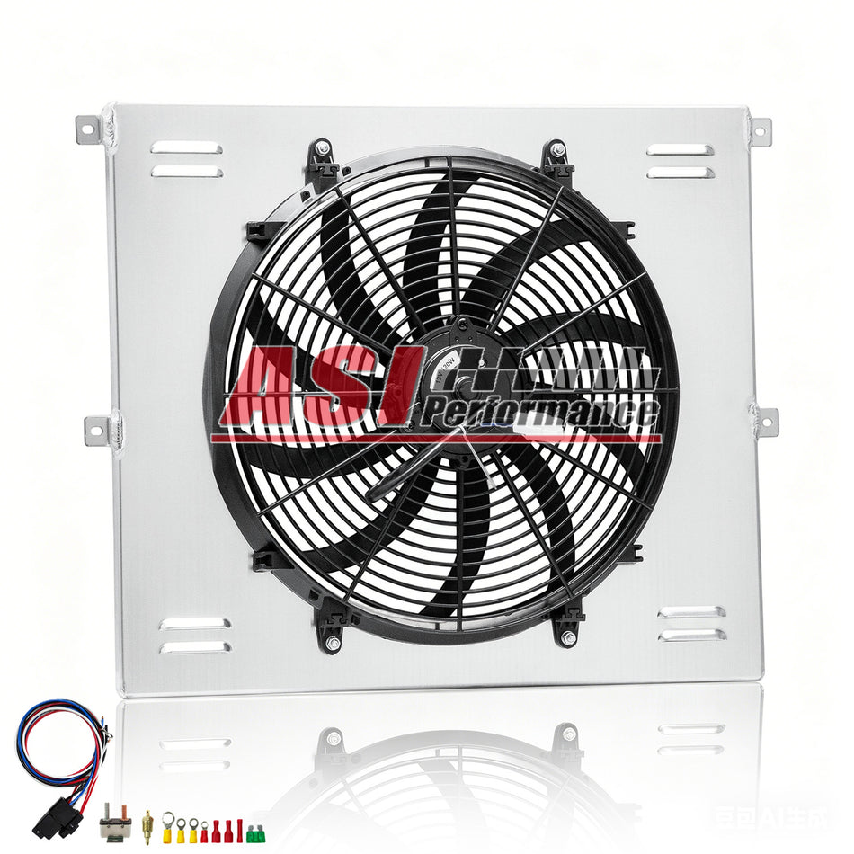 ASI Performance Aluminum Shroud Fan w/ Relay Fit 1953~56 Ford F100 F250 F350 3.5L 3.6L AT 1955.