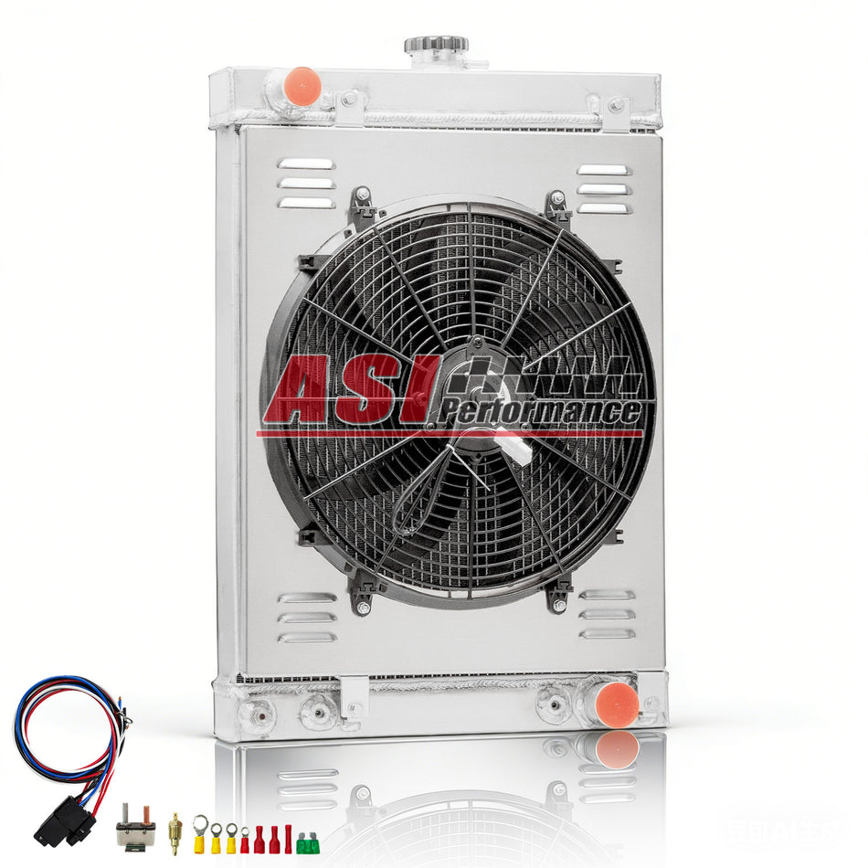 ASI Performance 4 Row Radiator Shroud Fan Relay Fits 1930-1950 Chevy Cars 30s 40s 50s Hot Rod