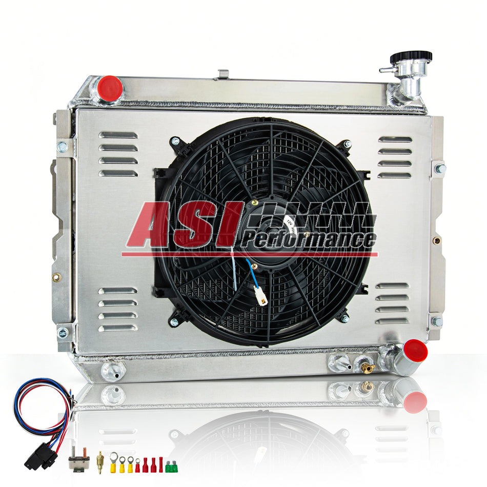 ASI Performance 3-Row Radiator Shroud+Fan Fit 1980-90 Toyota Land Cruiser FJ60 FJ62 60-Series AT