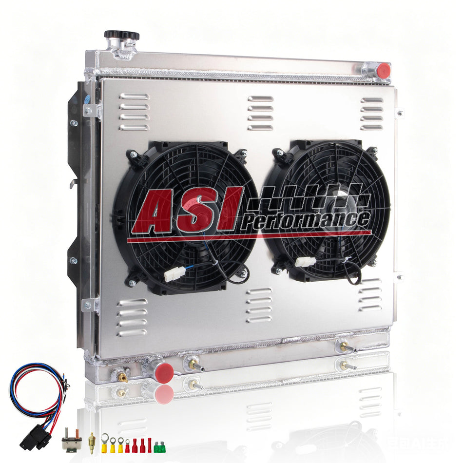 ASI Performance 3-Row Radiator+Shroud+Fan Relay Fit 2000-2006 Toyota Tundra 3.4L 4.0L V6 AT/MT