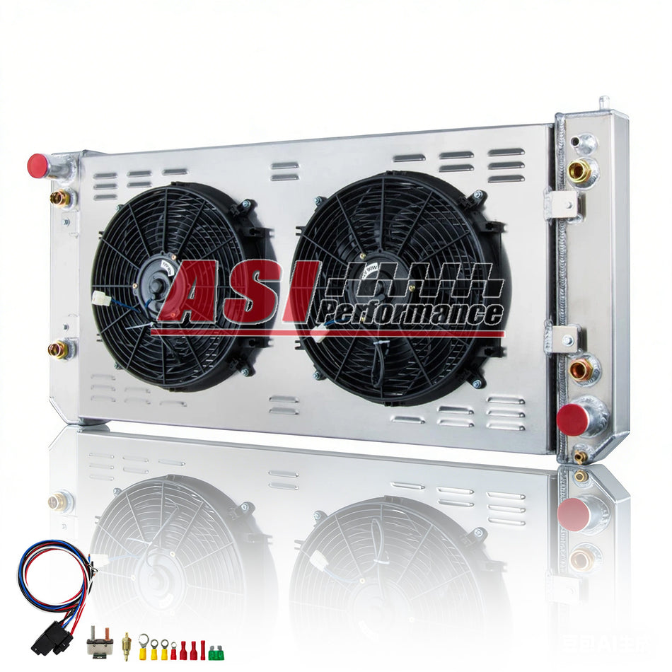 ASI Performance 4 Row Radiator Shroud Fans Fit 03-09 Chevy Kodiak C4500 C5500 6.6L/GMC Topkick