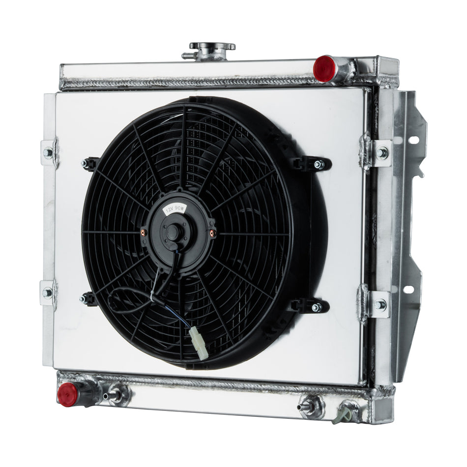 ASI Performance 3-Row Radiator+Shroud Fan For 1984-1995 90 Toyota Pickup/4Runner SR5 2.4L AT