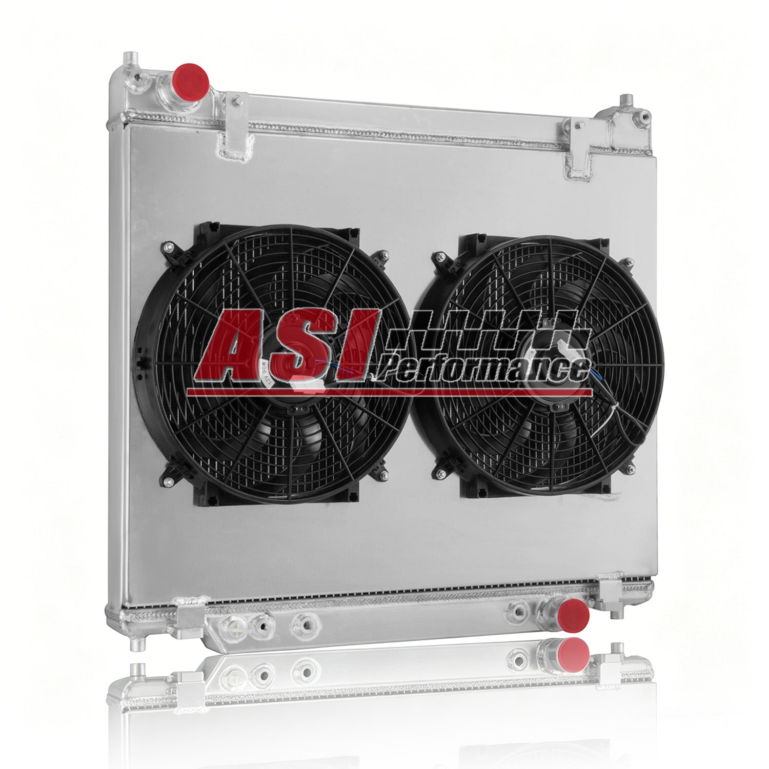 4 Fan Radiator ASI Performance 4 Row Radiator with Shroud Fan fit 1995 1996 1997 Ford ...