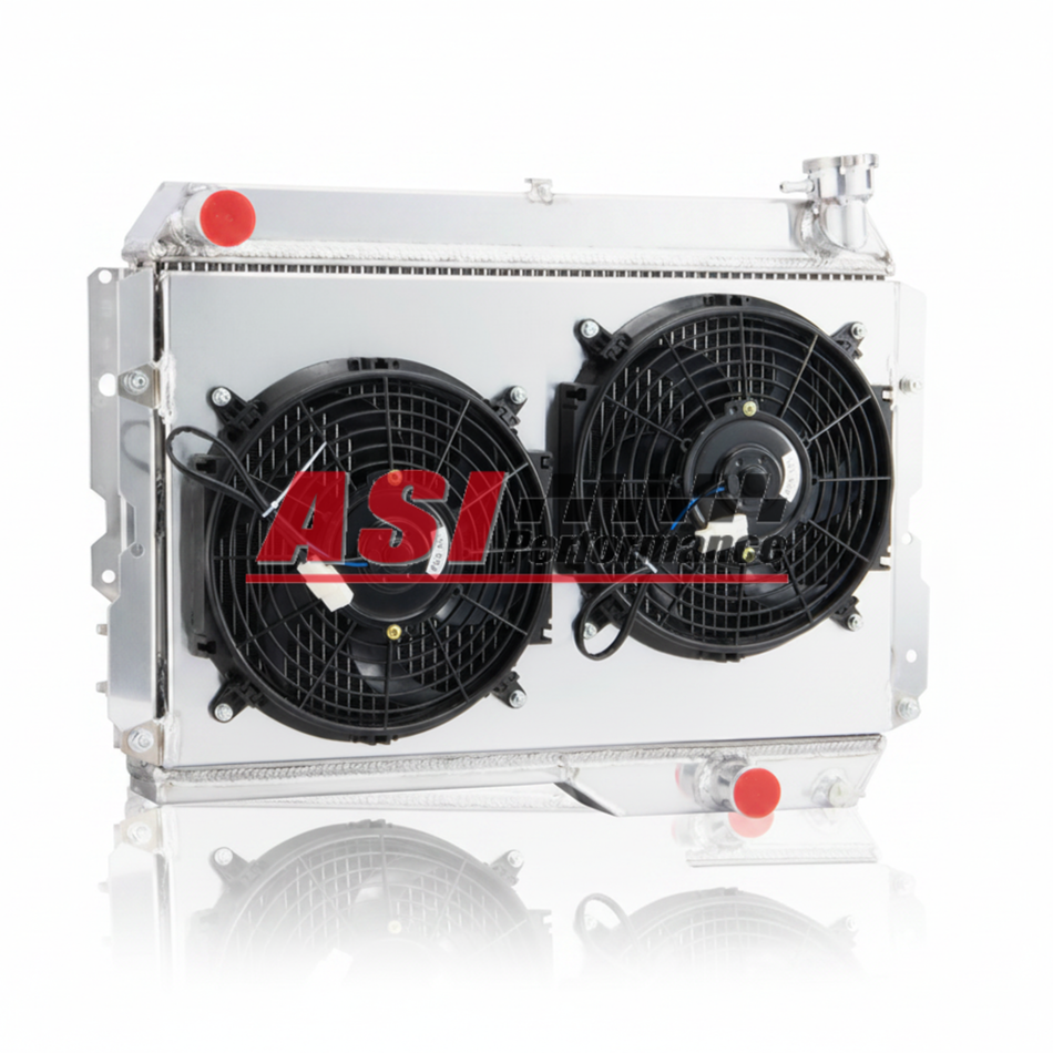 ASI Performance 4 Row Radiator with Shroud Fan For 1980-90 Toyota LandCruiser 60 Series 3.4L 4.2L.