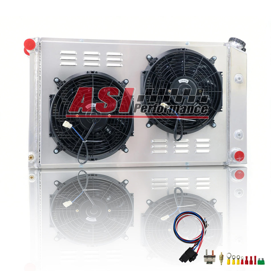 ASI Performance Pontiac Firebird 4 Row Radiator Shroud Fan fit 1970-1981 Trans Am Esprit Formula 3.8L V6,4.1L I6, 4.3L 4.4L 4.9L 5.7L 6.6L 7.5L V8