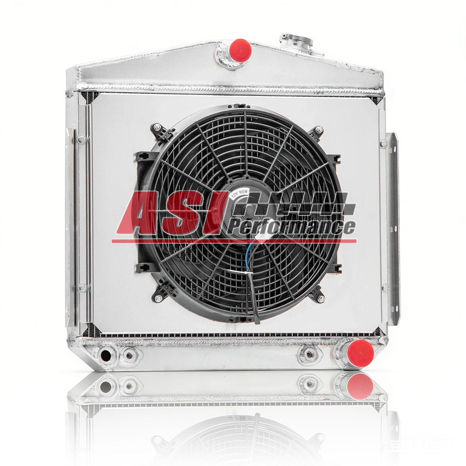 ASI Performance 3 Rows Aluminum Radiator Shroud Fan For 1955-1957 Chevy Bel Air Nomad 4.3L 4.6L V8