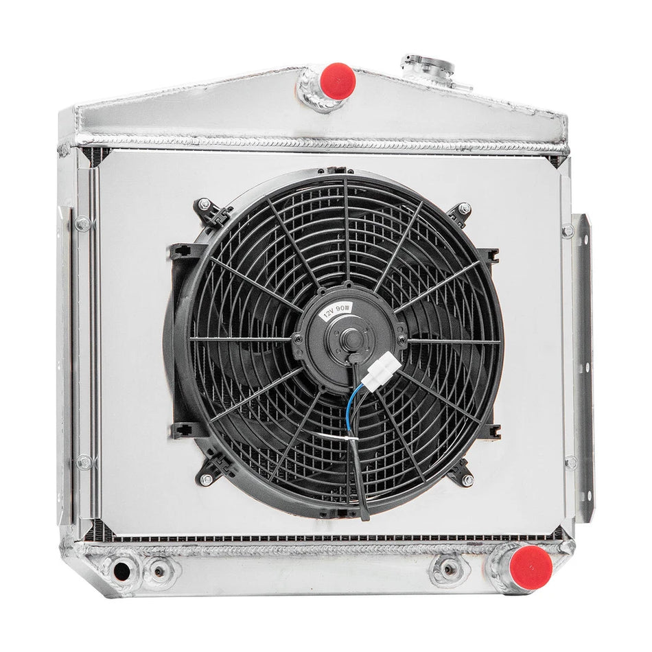 ASI Performance 3 Rows Aluminum Radiator Shroud Fan For 1955-1957 Chevy Bel Air Nomad 4.3L 4.6L V8