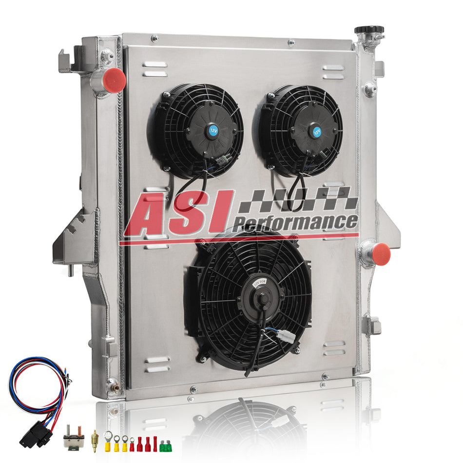 ASI Performance 2 Row Radiator+Shroud+Fan Fit 04-06 Dodge Ram 1500 8.3 02-03 2500 3500 8.0L V10