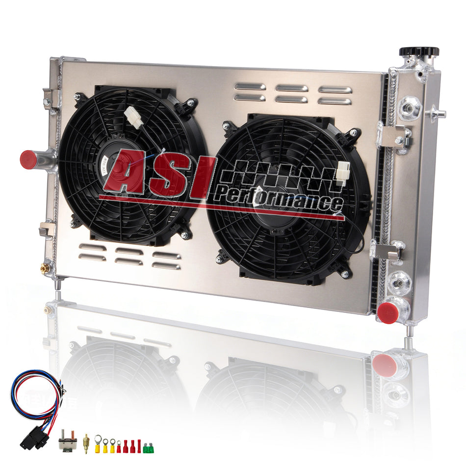 ASI Performance 4-ROW Aluminum Radiator Shroud Fan For 2005-2006 05 06 Pontiac GTO 6.0L V8 LS2
