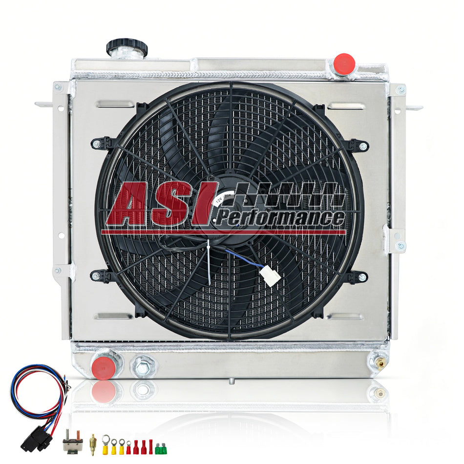 ASI Performance 4 Row Radiator Shroud Fan+Relay For 1984-1996 Jeep Cherokee Comanche Wagoneer