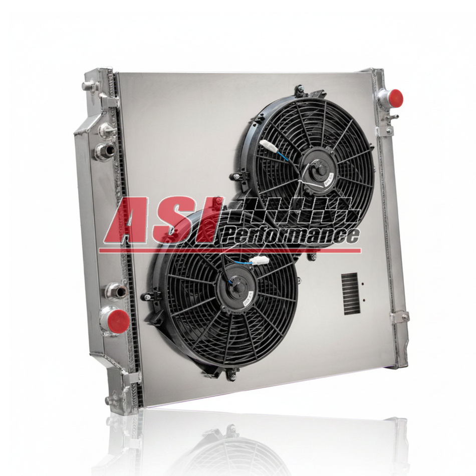 ASI Performance 4 Row Radiator+Shroud Fan fit 03-07 Ford F250 F350 Powerstroke 6.0L Turbo Diesel