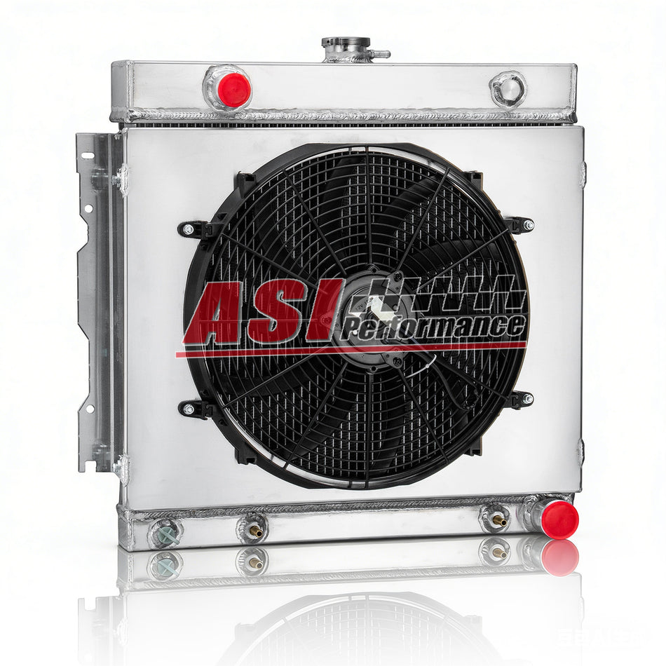 ASI Performance 2 Row Aluminum Radiator+Shroud+Fan Fit 1970-1979 Dodge D/W 100 150 250 Pickup V8