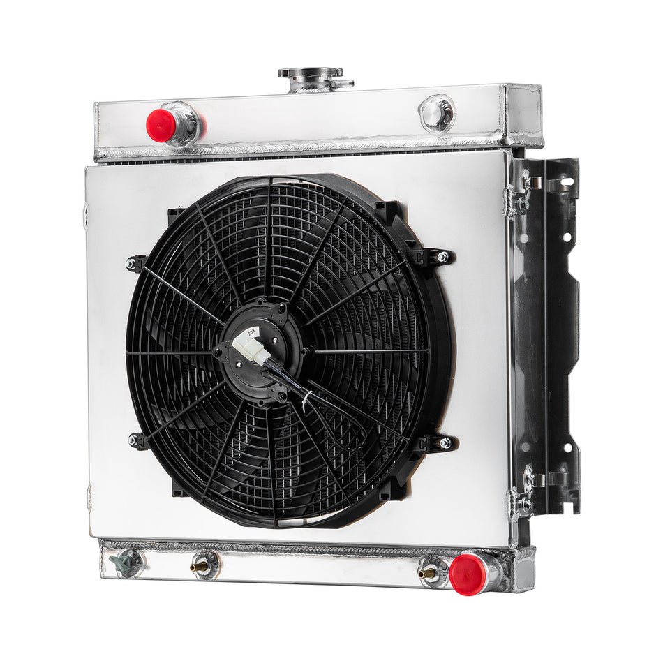 ASI Performance 2 Row Aluminum Radiator+Shroud+Fan Fit 1970-1979 Dodge D/W 100 150 250 Pickup V8