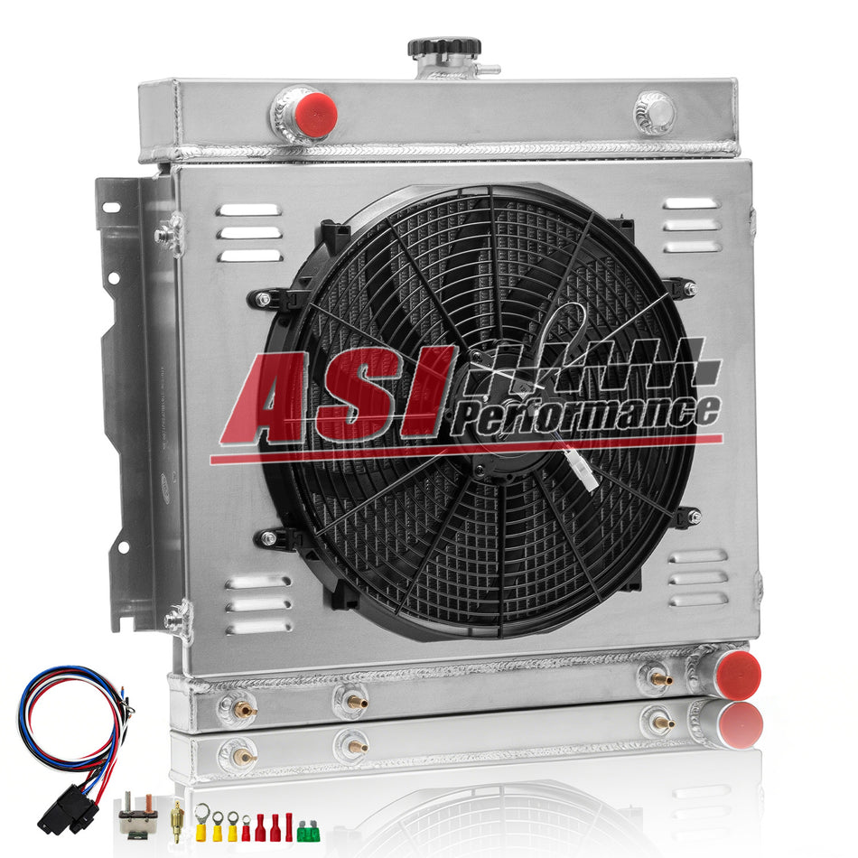 ASI Performance 2-Row Radiator+Shroud Fan Kit For 1972-79 77 DODGE D/W D100 W200 300 PICKUP V8