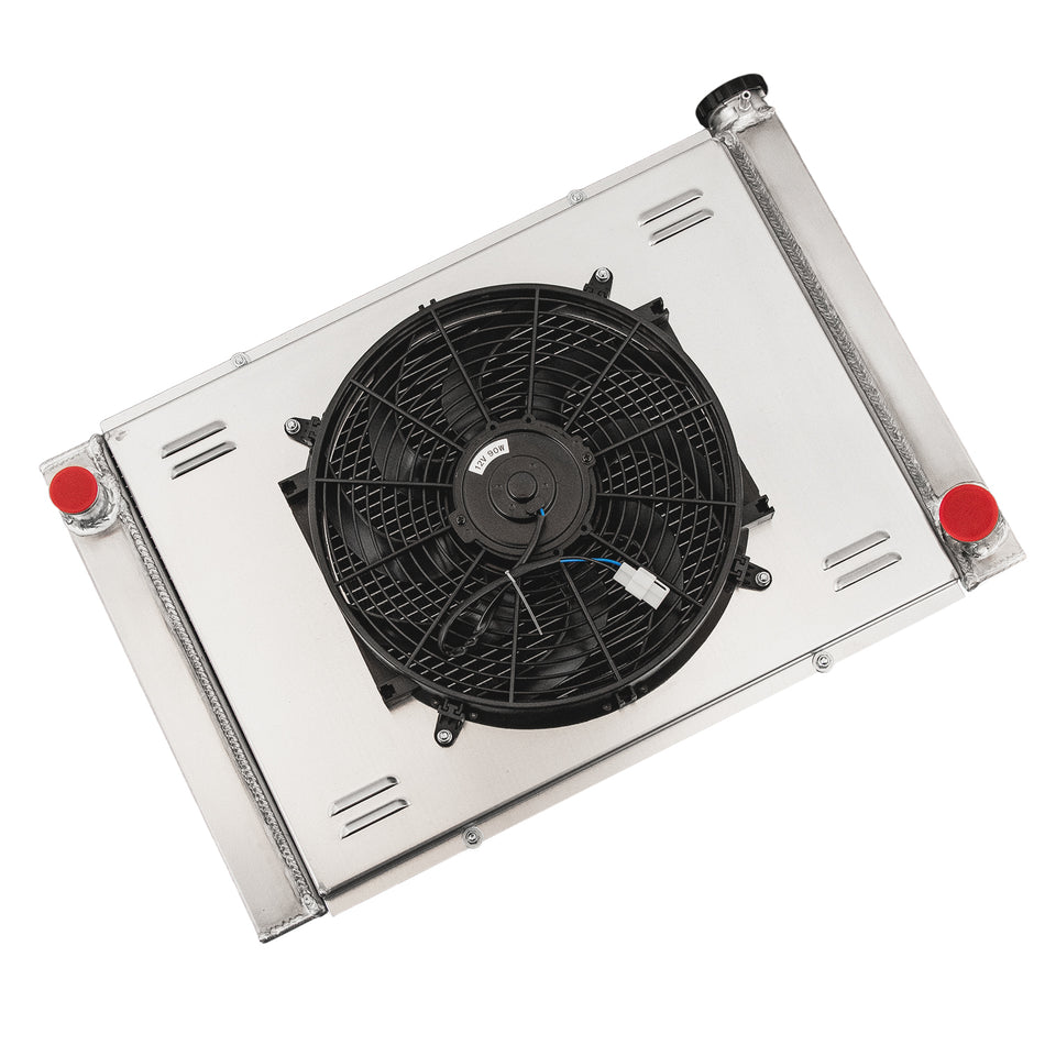ASI Performance Upgrade 2 Rows Radiator Shroud Fan Kits For Chevy GMC SBC BBC Engine 28" X 19"