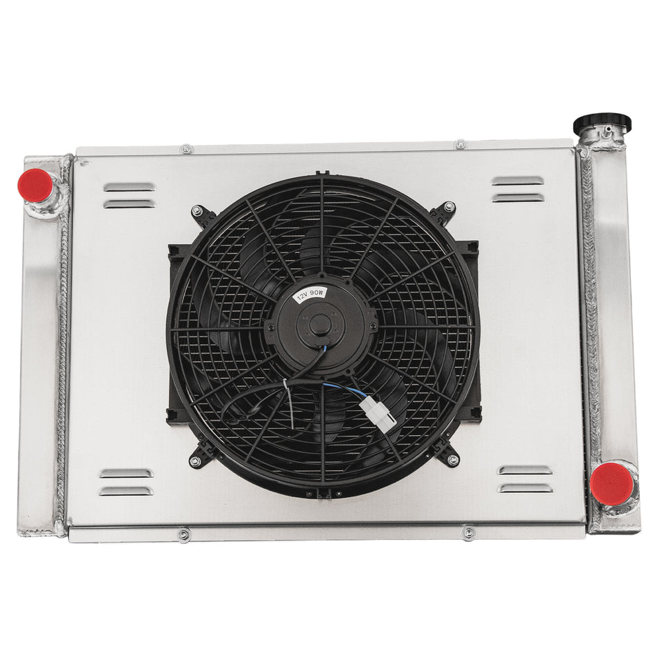ASI Performance Aluminum 4 Row Radiator + Shroud Fan For Chevy GM SBC BBC Style 28" X 19"