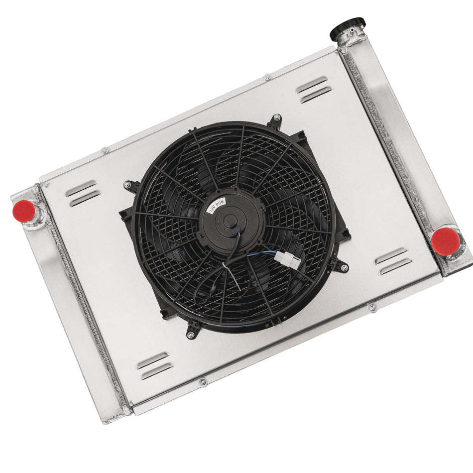 ASI Performance Aluminum 4 Row Radiator + Shroud Fan For Chevy GM SBC BBC Style 28" X 19"