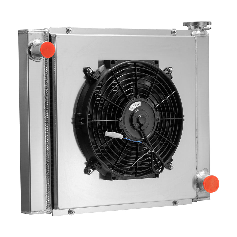 ASI Performance 2-ROW Aluminum Radiator Shroud Fan For Chevy GM SBC/BBC Universal:22''W x 19''H