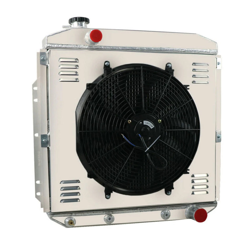 ASI Performance 4-Row Aluminum Radiator+Shroud Fan+Relay For 53-56 Ford F100 F250 F350 Chevy V8