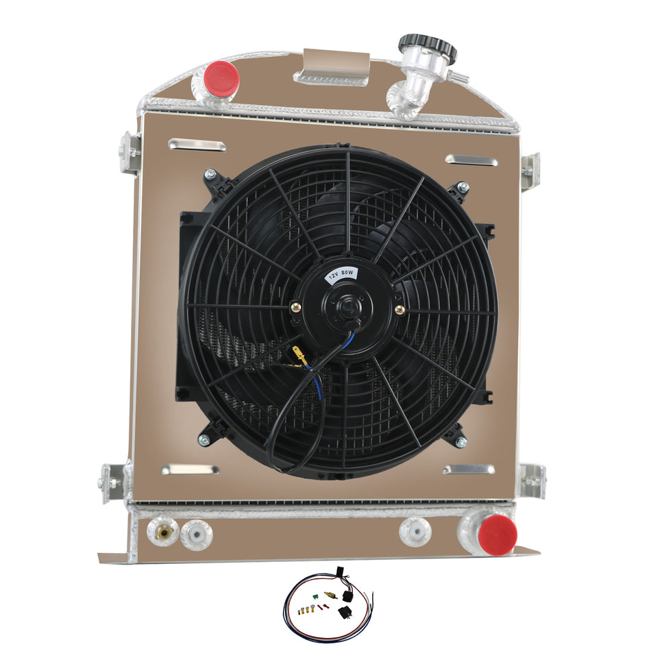 ASI Performance 4 Rows Radiator Shroud Fan for 1930-1932 1931 Ford Chopped Model A Chevy V8