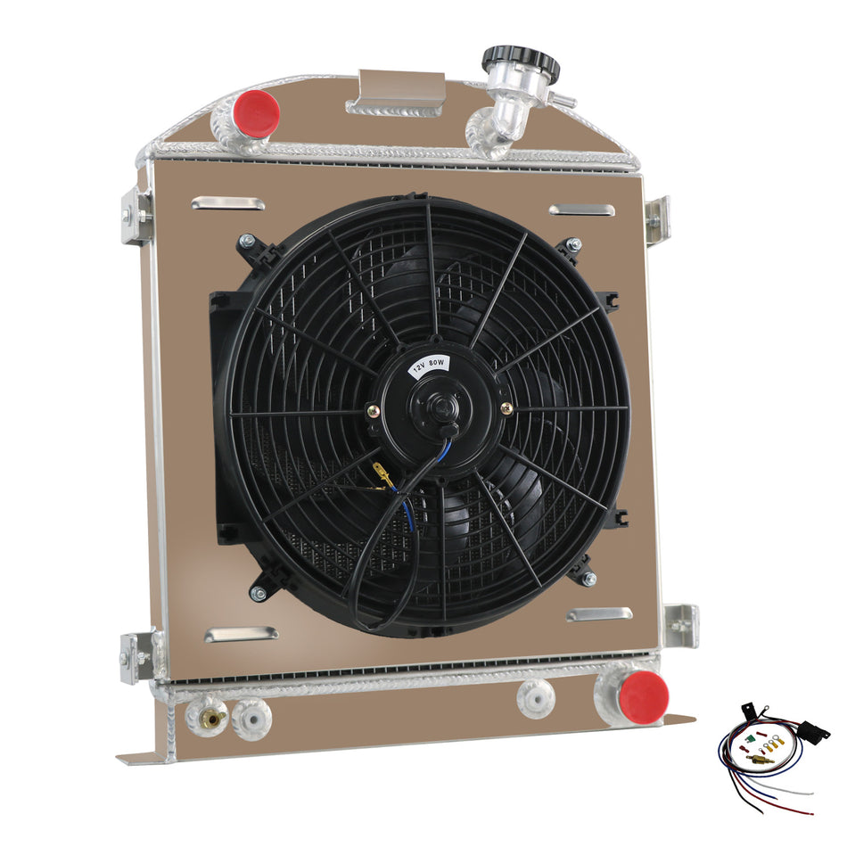 ASI Performance 4 Rows Radiator Shroud Fan for 1930-1932 1931 Ford Chopped Model A Chevy V8