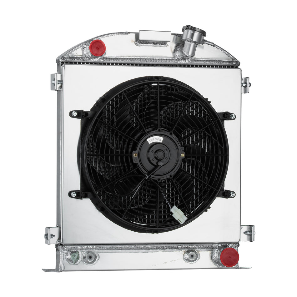 ASI Performance 4-Row Radiator+Shroud+Fan FIT 30-38 Ford HI BOY Hot Rod Chopped Chevy V8