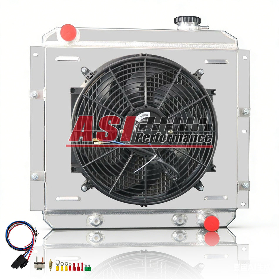 ASI Performance 4 Row Radiator Shroud Fan For 1958-1984 80 Toyota Land Cruiser FJ40 FJ45 PETROL