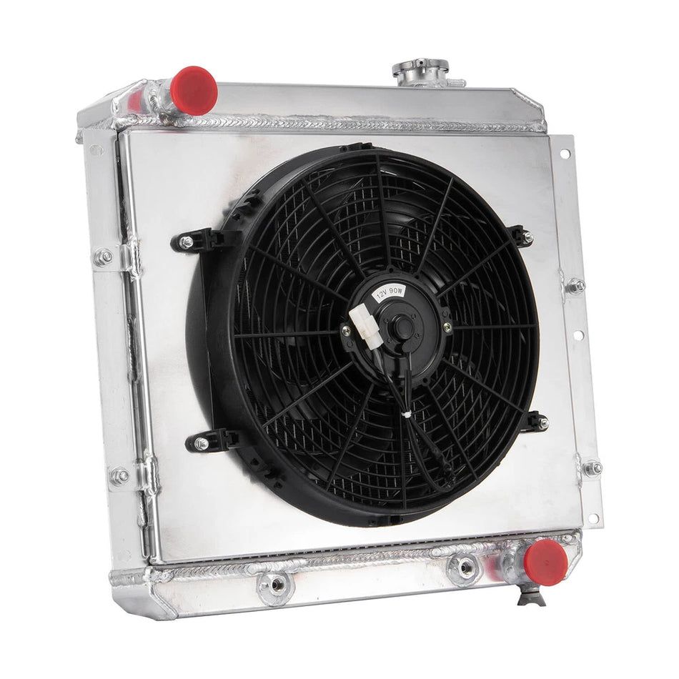ASI Performance 4 Row Aluminum Radiator Shroud Fan fit 1958-84 Toyota Land Cruiser FJ40 FJ45 AT