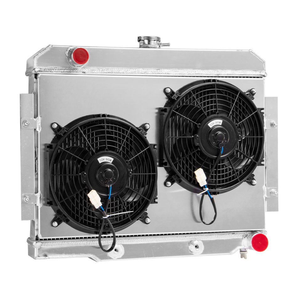 ASI Performance 4 Row Radiator+Shroud Fan For 1972-86 Jeep CJ CJ5 CJ7 Chevy Small Block Swap V8