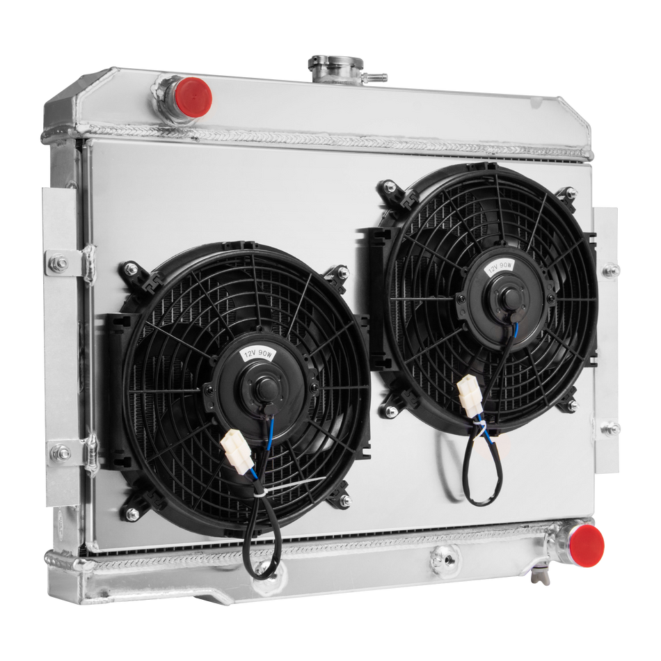 ASI Performance 4 Row Radiator+Shroud Fan For 1972-86 Jeep CJ CJ5 CJ7 Chevy Small Block Swap V8