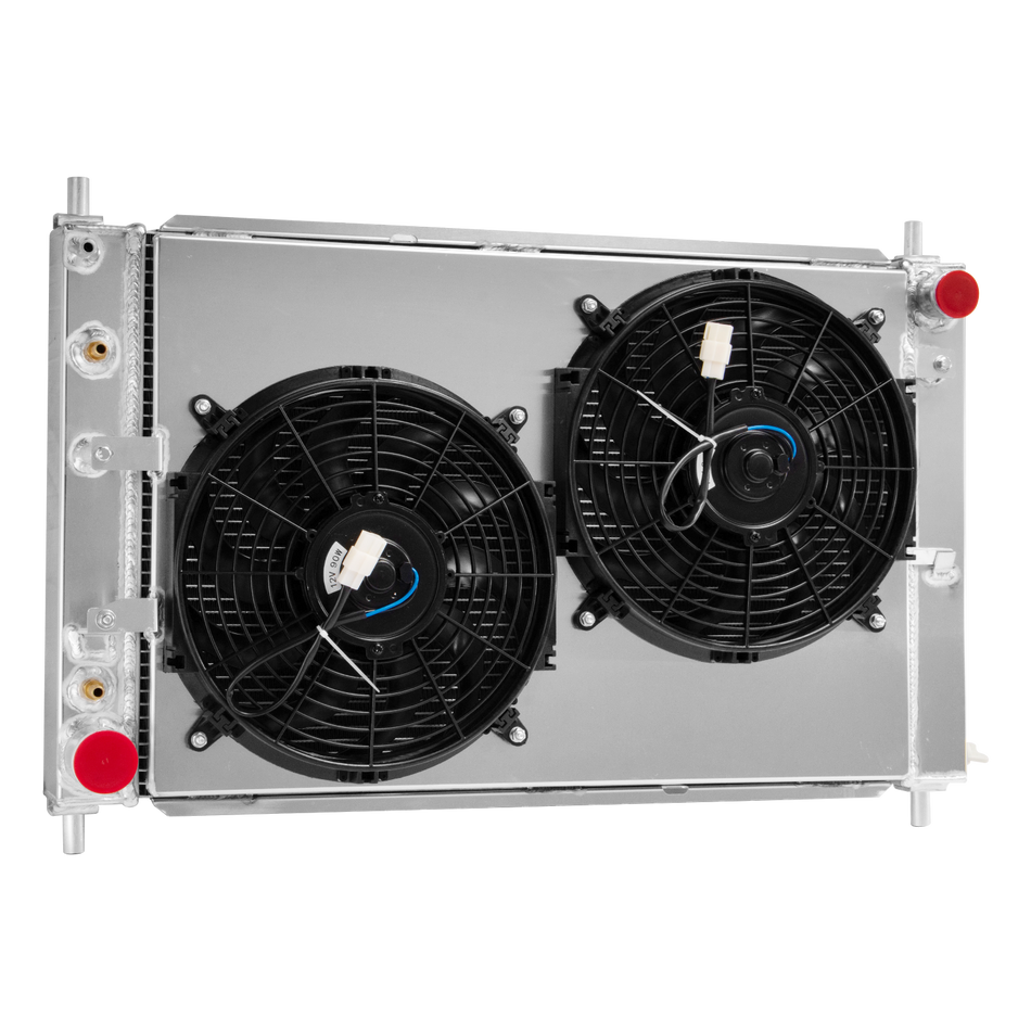 ASI Performance 4 Row Radiator&Shroud Fans For 1997-2004 99 Ford Mustang GT SVT V8 4.6L&5.4L AT