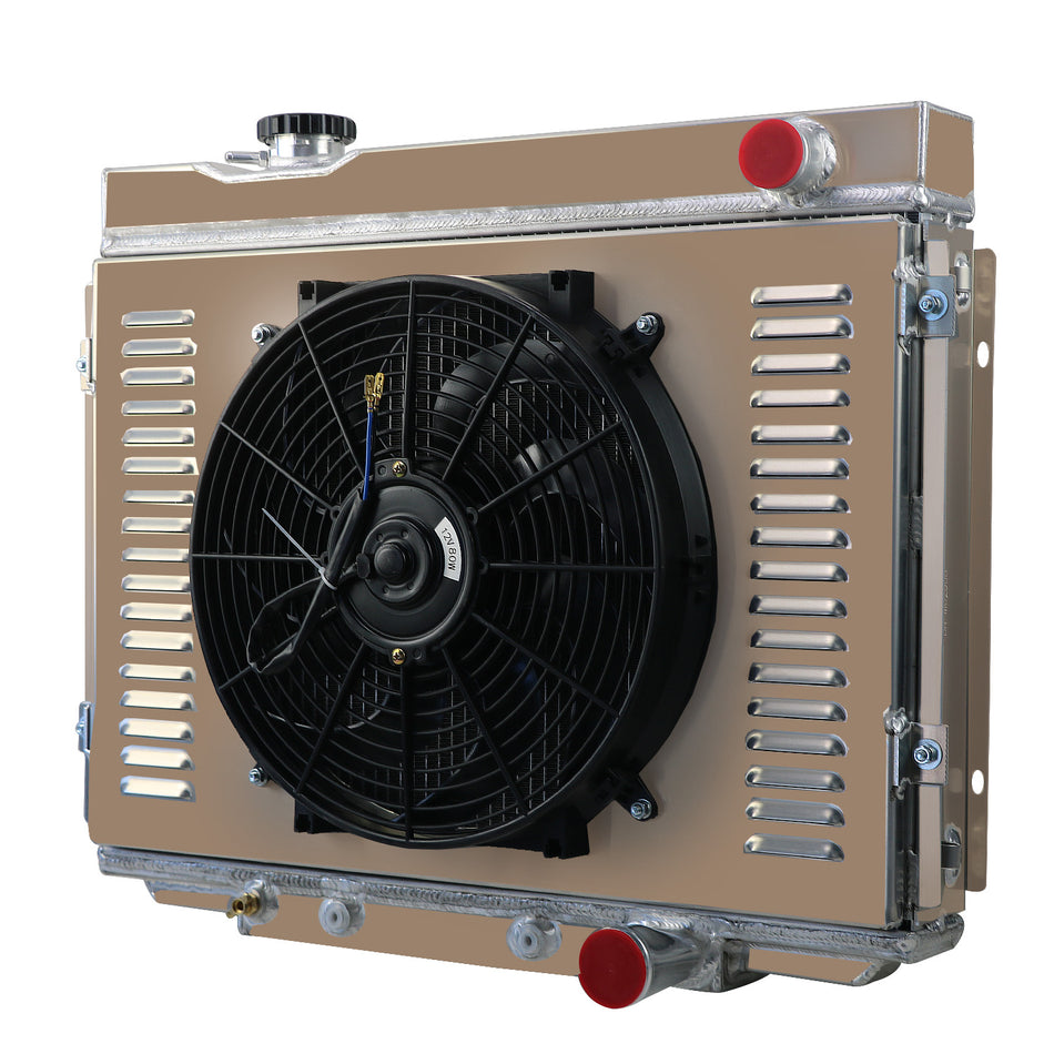 ASI Performance 4Row Radiator Shroud Fan Fit 1964-1966 Ford Galaxie Small Block 4.3L/4.7L V8 AT