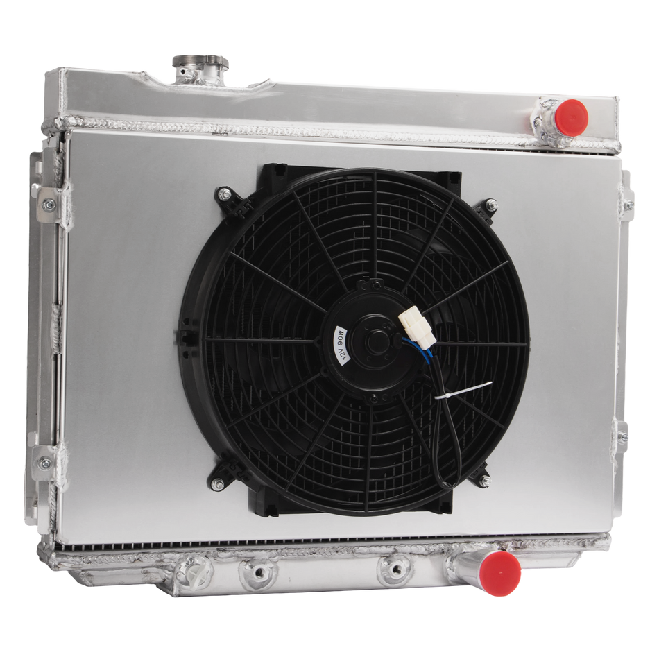 ASI Performance 24"W 4 Row Radiator+Shroud Fan Fit 1964-1966 Ford Galaxie Base Small Block