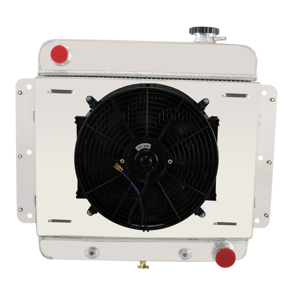 ASI Performance 4-Row Aluminum Radiator + Shroud Fan + Relay Fits 1962–1967, 1965 Chevrolet Chevy II Nova