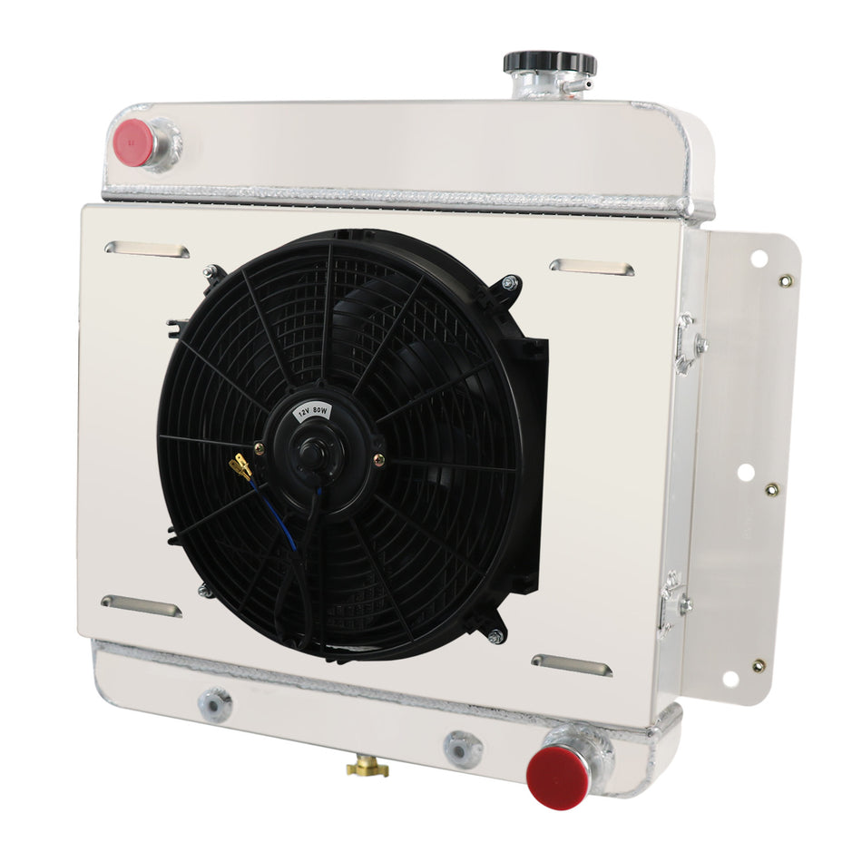 ASI Performance 4-Row Aluminum Radiator + Shroud Fan + Relay Fits 1962–1967, 1965 Chevrolet Chevy II Nova
