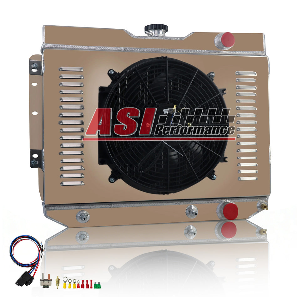 ASI Performance 4 Rows Radiator Shroud Fan Fit 1959-1965 Chevy Chevelle Impala Bel Air El Camino