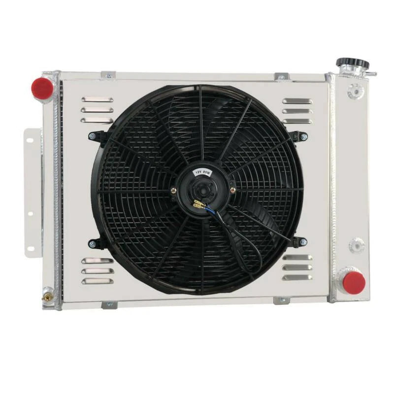 Fan Radiator 6 In ASI Performance 4 Row Aluminum Radiator Shroud+Fan For 1967 68-69 Chevy ...