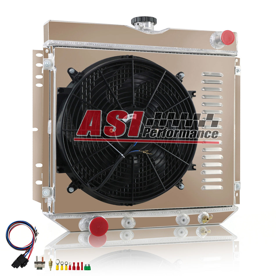 ASI Performance 4 Row Radiator+Shroud+Fan For 1967-70 FORD Mustang/Fairlane/Falcon/ Cougar V8