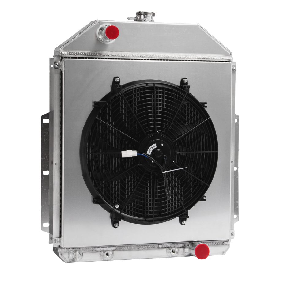 ASI Performance 4-ROW Aluminum Radiator+Shroud Fan fit 1942-52 Ford F1 F2 F3 Pickups V8 AT.