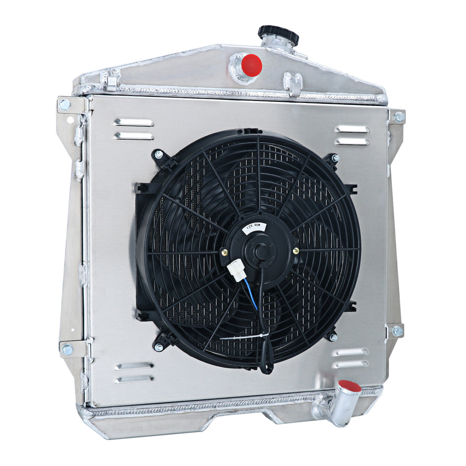 ASI Performance 4-ROW RADIATOR+SHROUD FAN+RELAY FIT 1943~1948 CHEVY FLEETLINE FLEETMASTER L6 MT