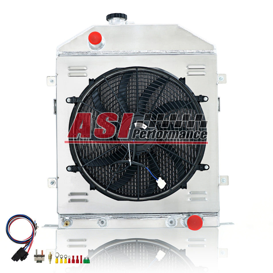 ASI Performance 4 Rows Radiator Shroud Fan For 1942-1948 Ford Deluxe Mercury Series 29A l6 V8