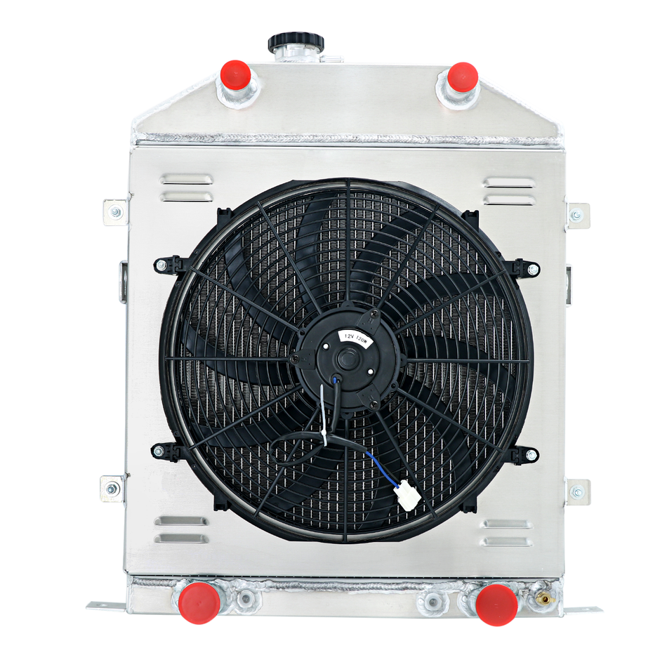 ASI Performance 4 Row Radiator Shroud Fan+Relay For 1942-1948 Ford Flathead Super Deluxe/Deluxe