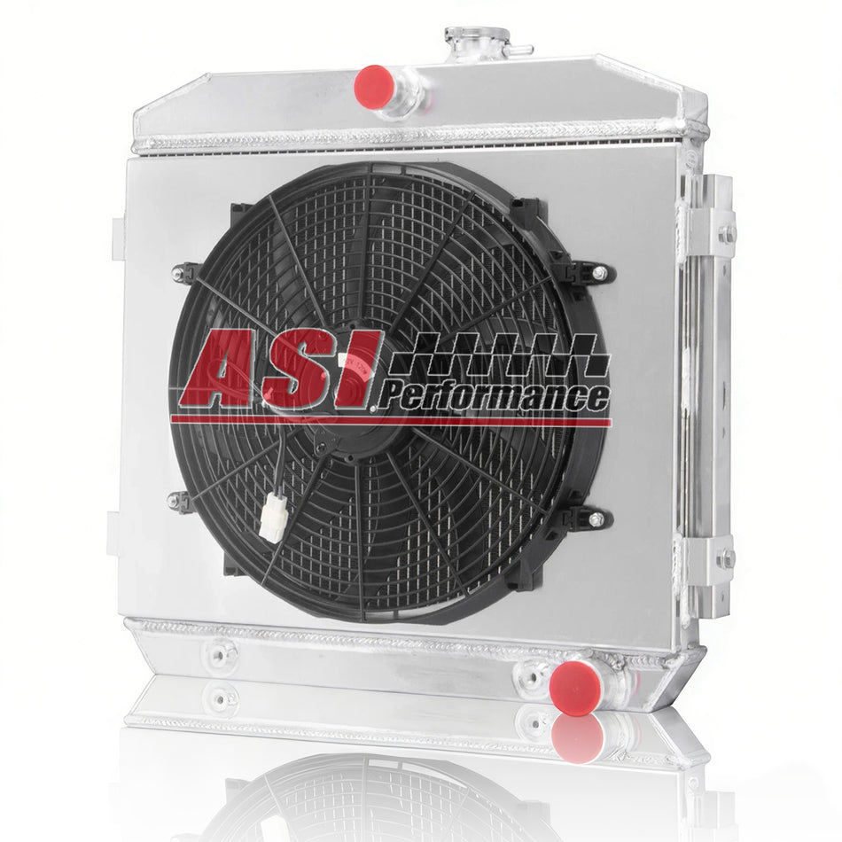 ASI Performance 4-Row Radiator Shroud+Fan For 55-1957 Chevy Bel-Air Del Ray Nomad 4.3L 4.6L V8