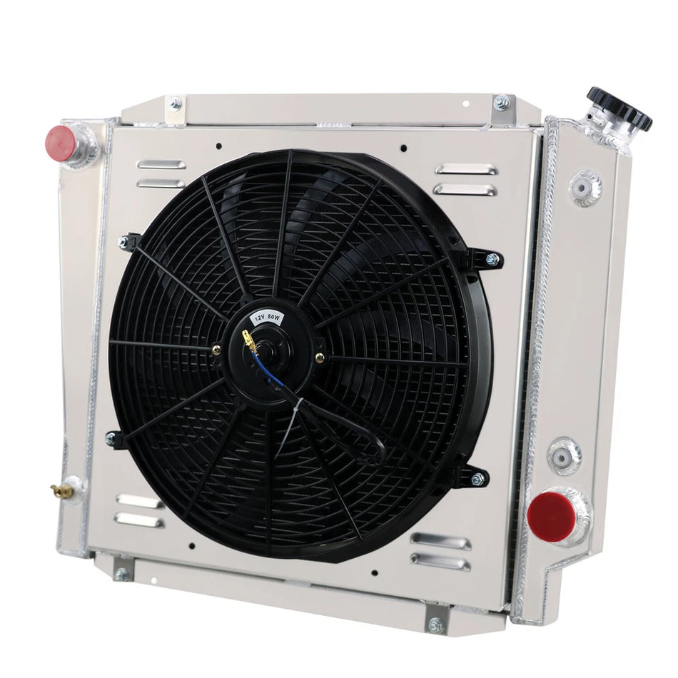 ASI Performance 4Row Aluminum Radiator+Shroud fan for 1966-1977/67 Ford Early Bronco 5.0L V8 302