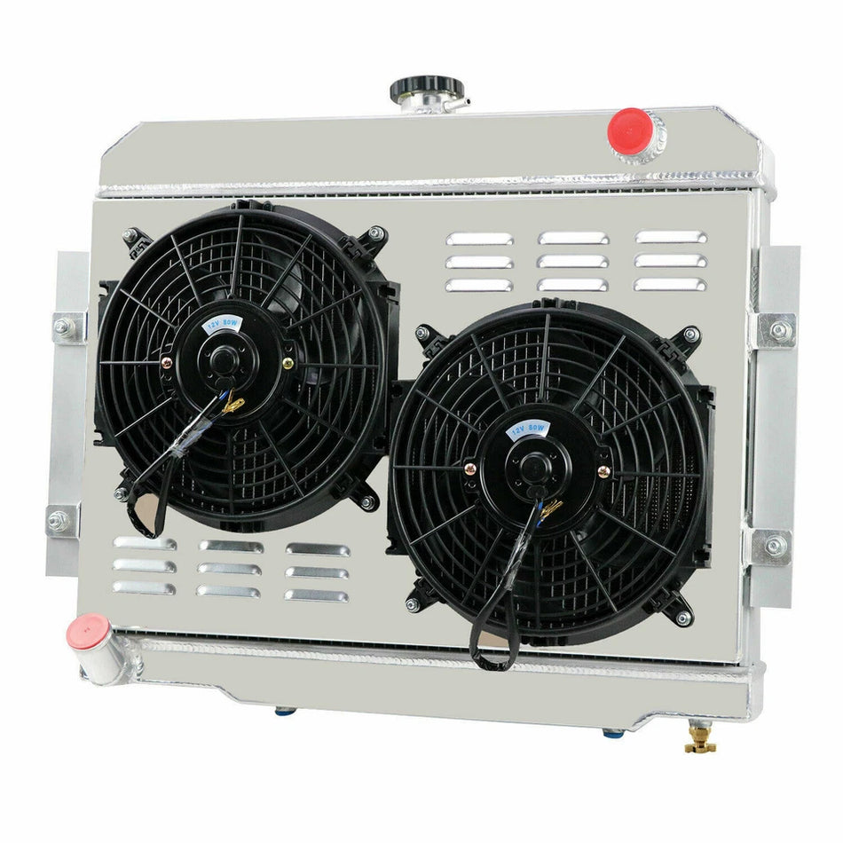 ASI Performance 4 Rows Aluminum Radiator with Shroud Fan For 1976-1986 1977 Jeep CJ5 CJ6 CJ7 3.8L 4.2L 5.0L AT