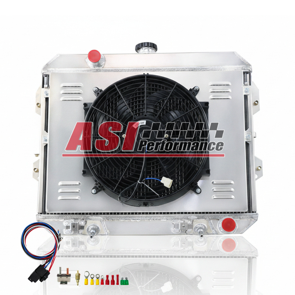 ASI Performance 4 Row Radiator Shroud 14"Fan For Nissan Datsun 280ZX 2.8L L6 GAS 1981 1982 1983