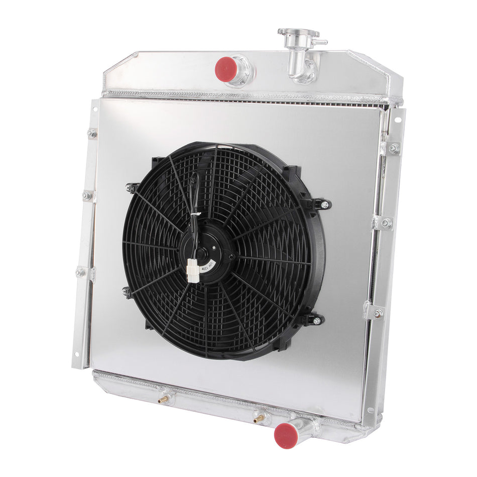 ASI Performance 4-Row Radiator+Shroud Fan Fit GMC Truck 4.4/5.2L 5.3L 5.7L/6.1L V8 L6 1955-1959