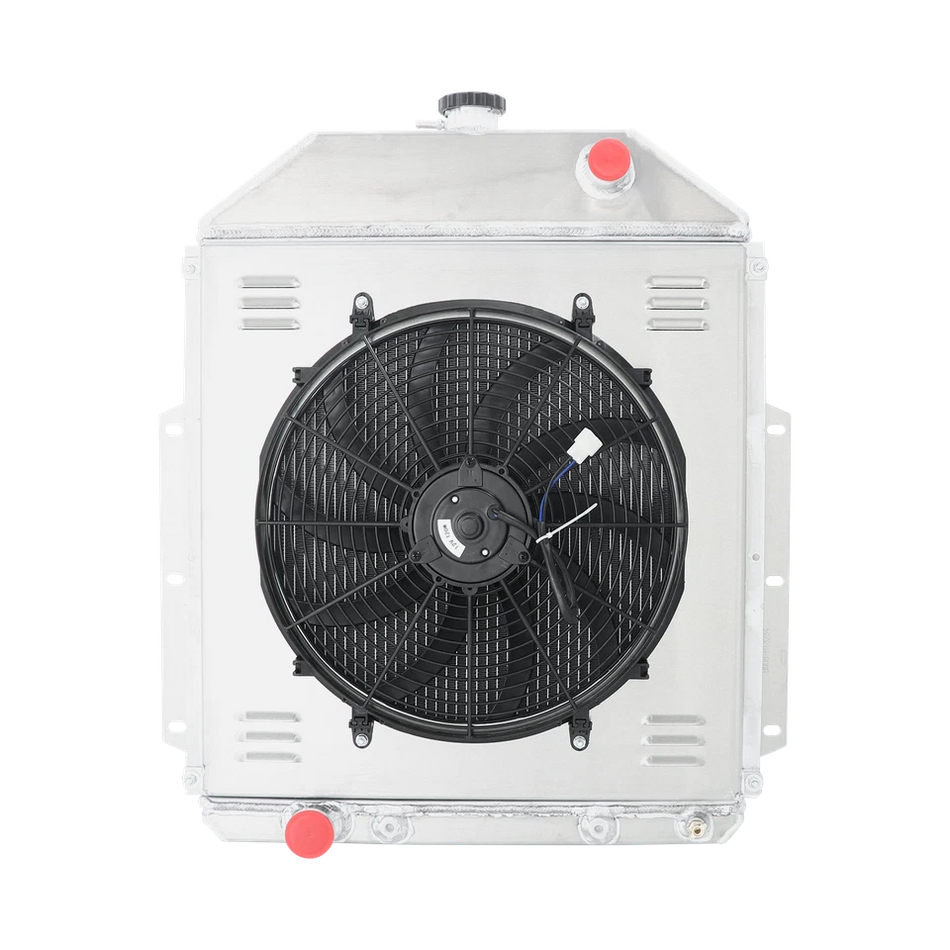 ASI Performance 4 Row Radiator+Shroud Fan Fit Ford 1 1/2 3/4 Ton Pickup F1 F2 F3 F4 V8 1942-1952