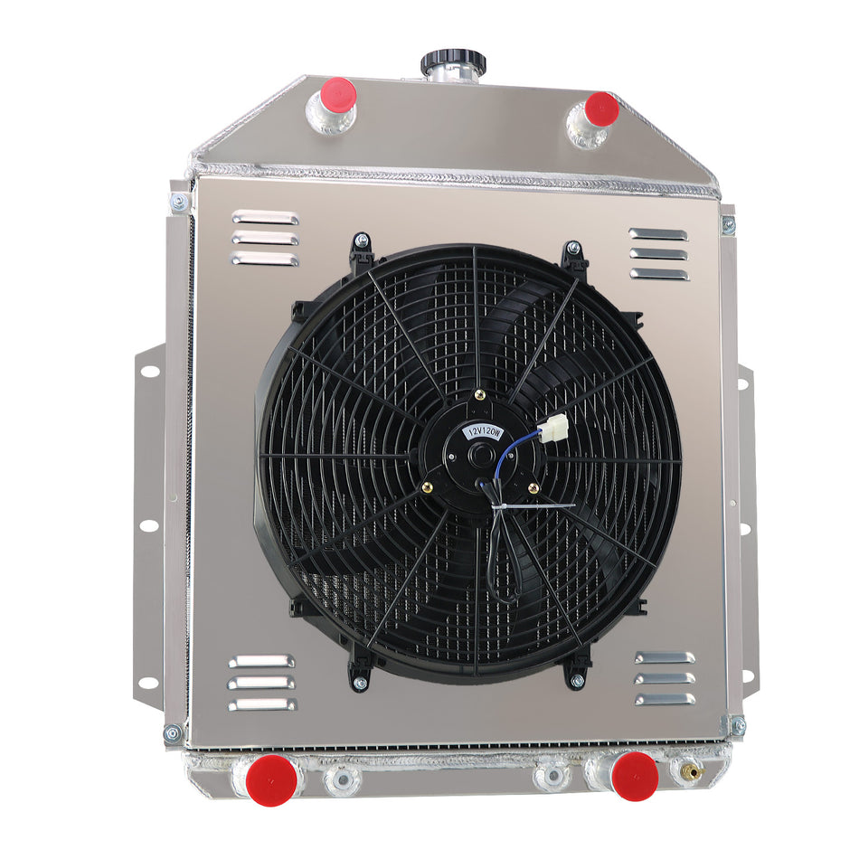ASI Performance 4 Rows Radiator+Shroud Fan For 1942-1952 Ford F1 F2 F3 Trucks Flathead Config US