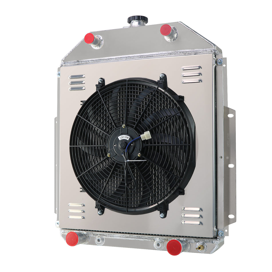 ASI Performance 4 Rows Radiator+Shroud Fan For 1942-1952 Ford F1 F2 F3 Trucks Flathead Config US